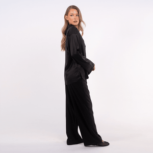 Oversized Satin Pyjamas Black Side