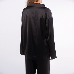 Oversized Satin Pyjamas Black Back